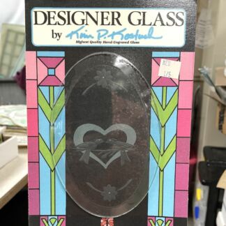 Engraved Clear Oval Bevel - #634 Love Birds In A Heart