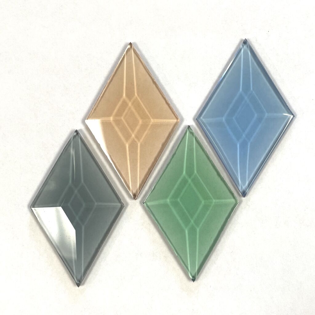 Diamond Bevel Glass -1-1/2" x 2-1/2" Colored