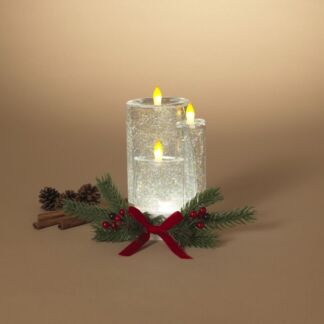 Lighted LED Triple Candle Water Globe