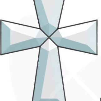 Geometric, faceted blue cross symbol on a white background.