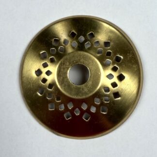 Brass circular sink drain strainer with square perforations around a central hole