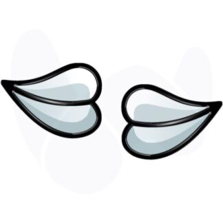 Pair of cartoon white wings with light blue shading facing each other