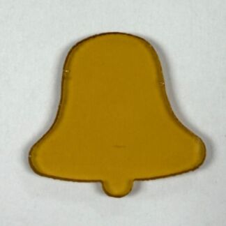 Gold bell-shaped object on a white background, close-up silhouette