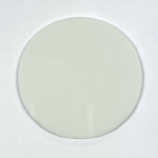 White circular disk with a smooth surface on a white background.