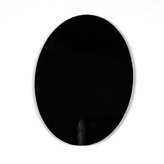 Black oval/egg-shaped object on a white background with a small highlight at the bottom center