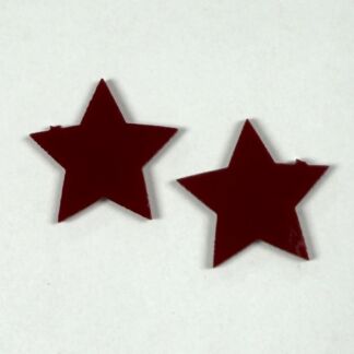 Two red five-pointed stars on a white background, positioned side by side.