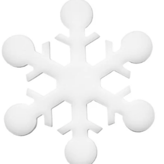 White snowflake ornament with rounded tips on a plain background (decorative winter decoration)