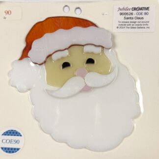 Santa Claus face cutout ornament with red hat and fluffy white beard for Christmas decor.