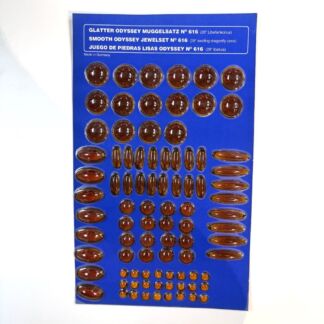 Blue display card with many brown glossy gel capsules arranged in rows on a blue background; top shows multilin​e label text.