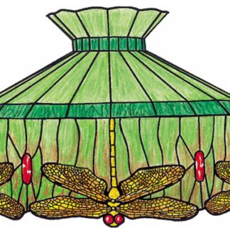 Illustration of a greenhouse-style insect enclosure filled with dragonflies inside.