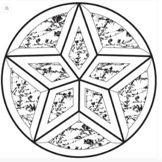 Circular emblem featuring a three-pointed star formed by thick, beveled triangles meeting at the center, outlined in black with a textured fill inside each segment.