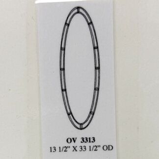 Line drawing of an oval segmented bracelet (bangle) with evenly spaced joints; model OV 3313, size 13 1/2" by 33 1/2" outer diameter
