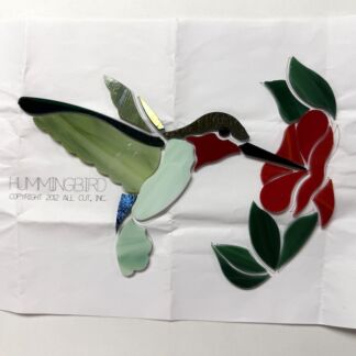 Mosaic Precut Glass Hummingbird w/ Flower - M105