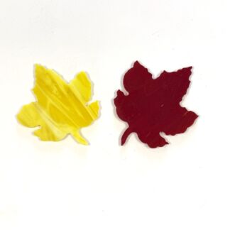 Mosaic Precut Glass Maple Fall Leaves Set of 2